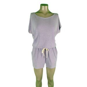 Aritzia Wilfred Free Agatha Knit Short Dolman Sleeve Romper Keyhole back Blue S